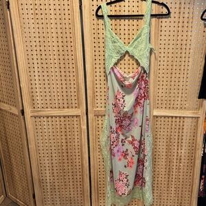 NWOT Free People Green and Pink Floral Dress